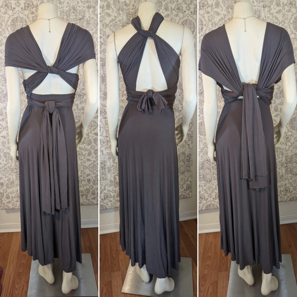 Lulus Multiway Tricks of the Trade Dark Grey Convertible Maxi Dress XS - Picture 4 of 14